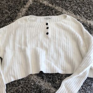 American Eagle White Crop Sweater